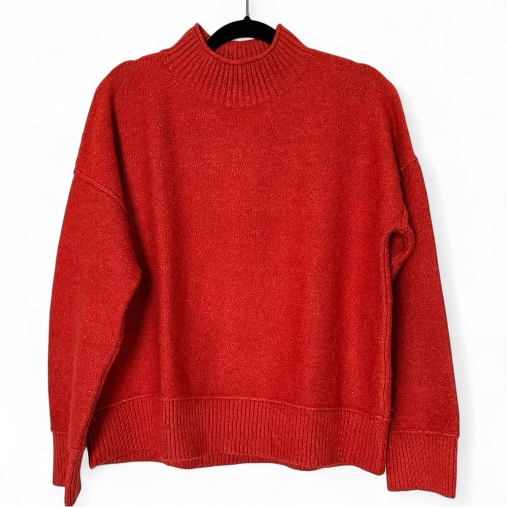 Universal Thread Mock Neck Sweater Rust Orange Size Large Oversized Ribbed Knit - Picture 2 of 8